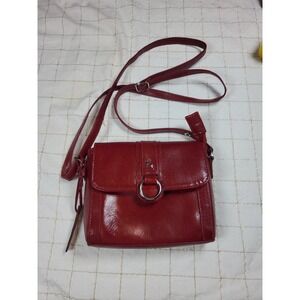 Ashwood Genuine Leather Red Crossbody Shoulder Bag Adjustable Strap Sz Small EUC